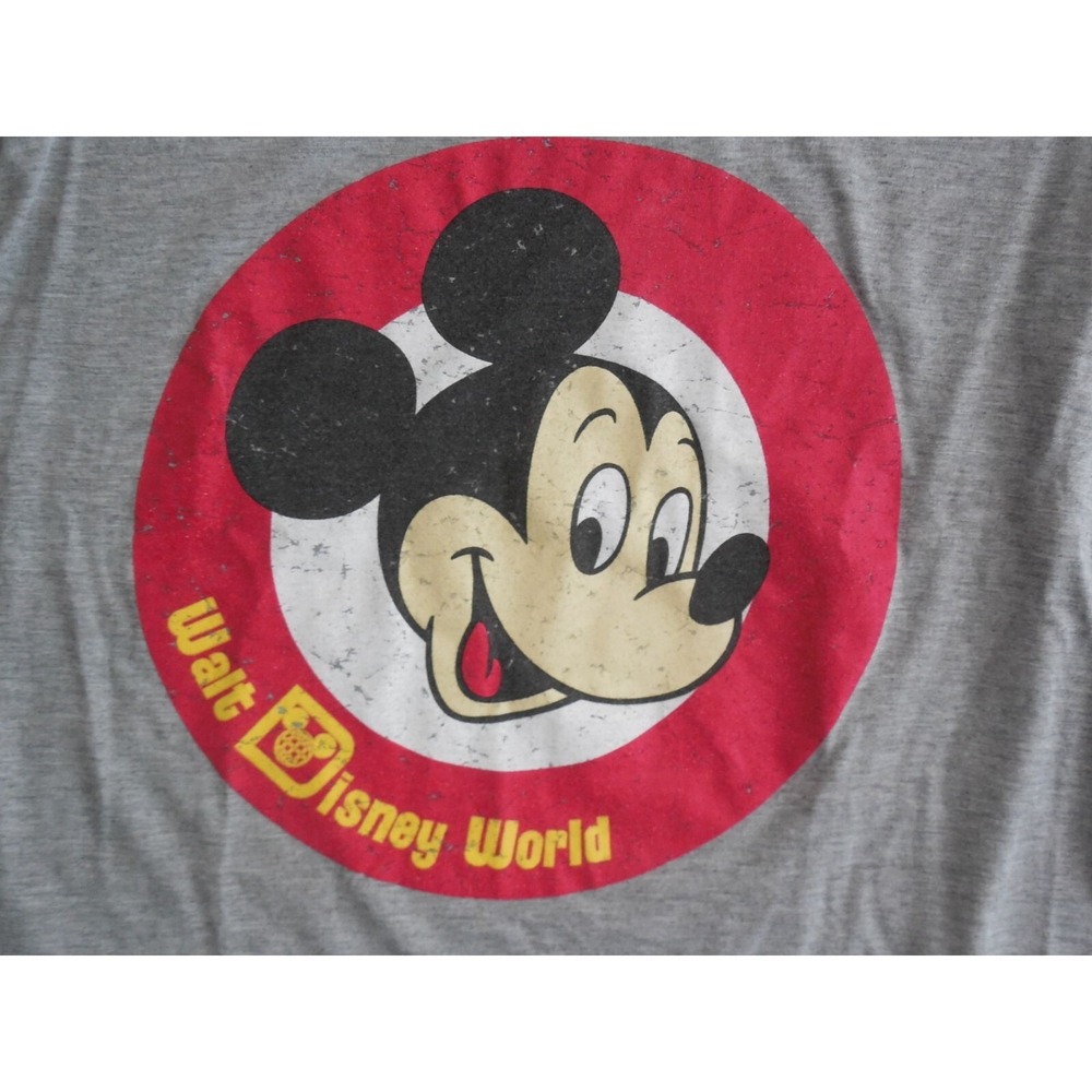 Walt Disney World Womens M Mickey Mouse Graphic Striped Short Sleeve Gray TShirt - Picture 2 of 6